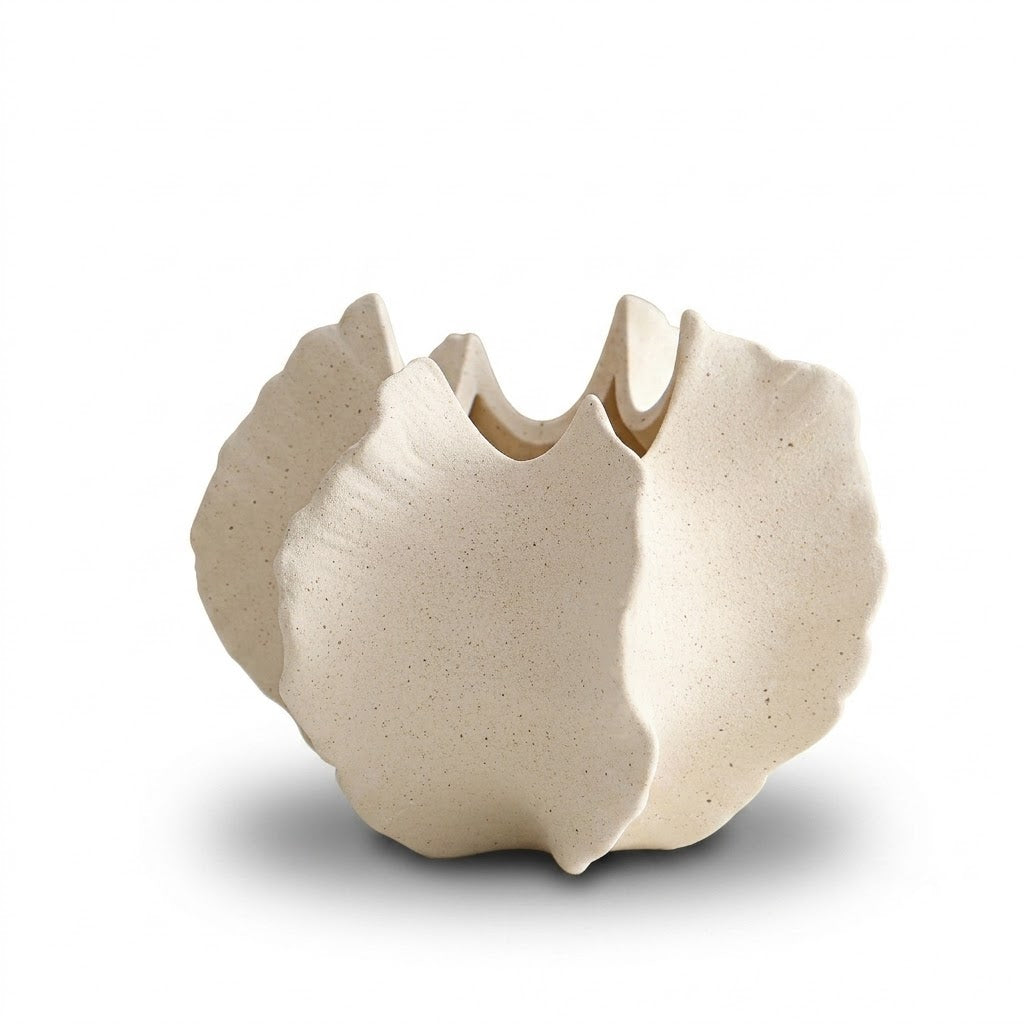 Nordic Matte White Scalloped Ceramic Vase
