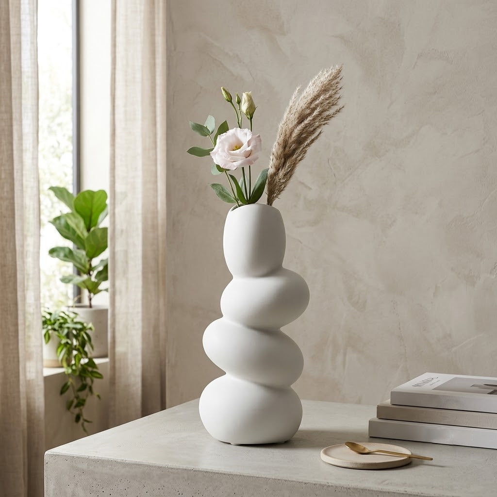 Modern Stacked Cobblestone Ceramic Vase