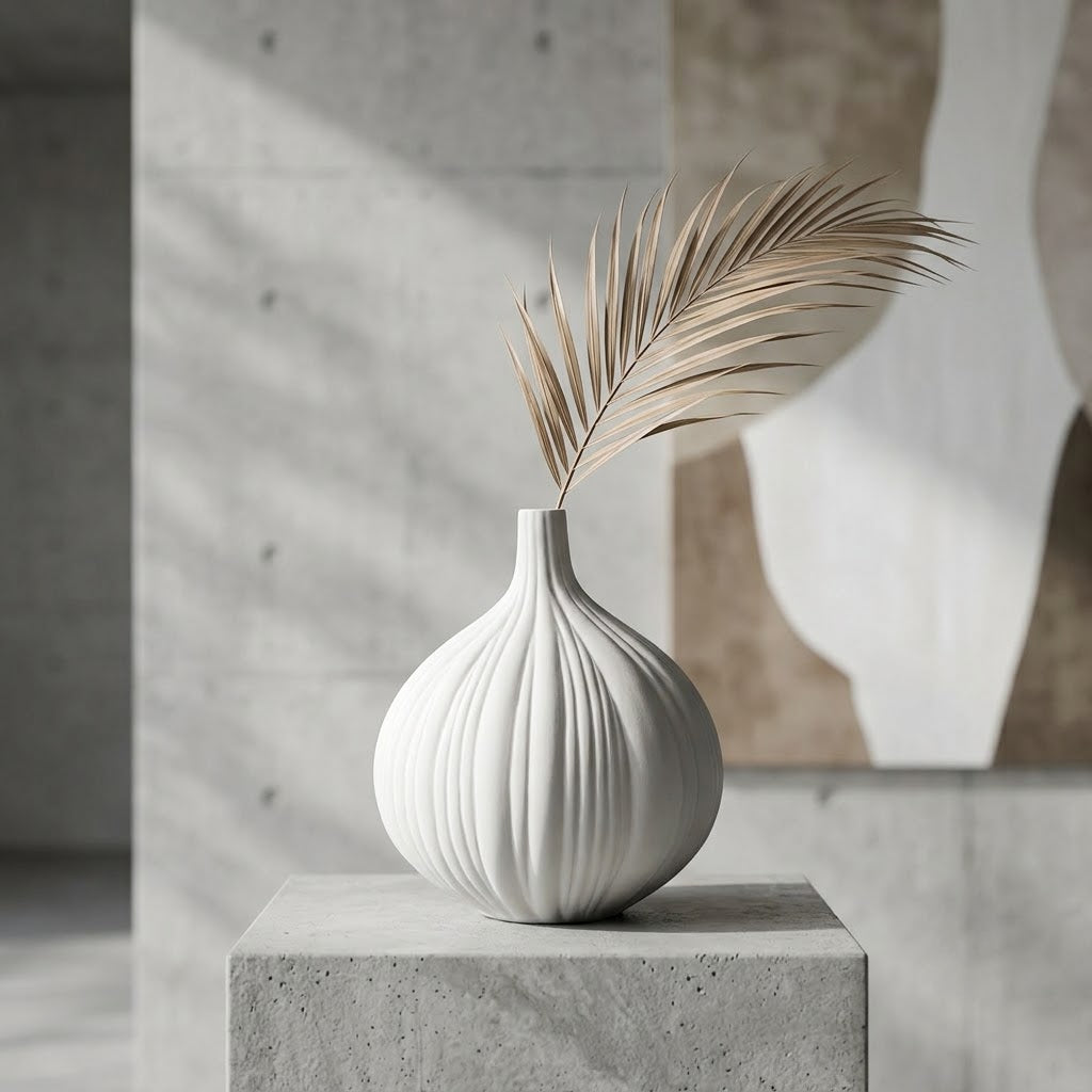 Elegant Ribbed Ceramic Vase