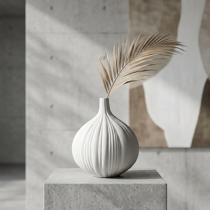 Elegant Ribbed Ceramic Vase