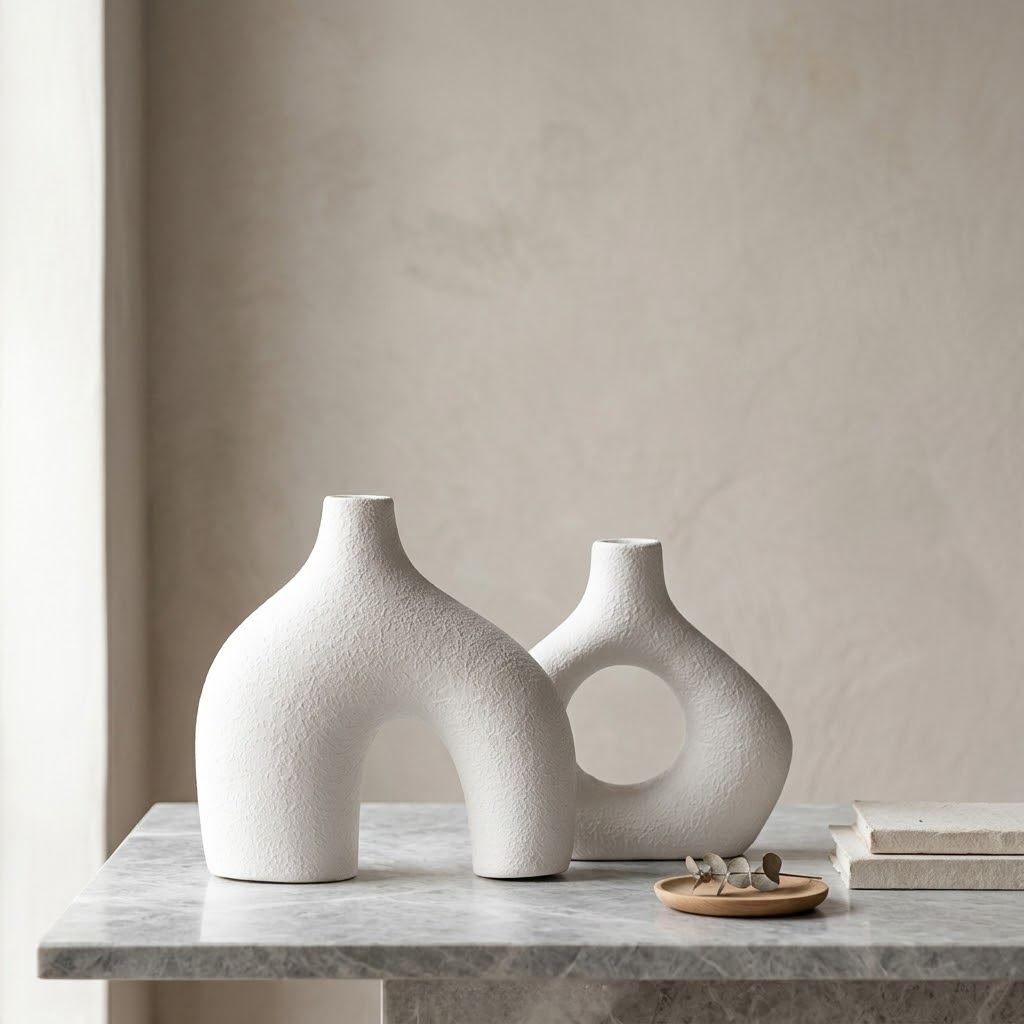 Modern Sculptural Interlocking Ceramic Vase Set