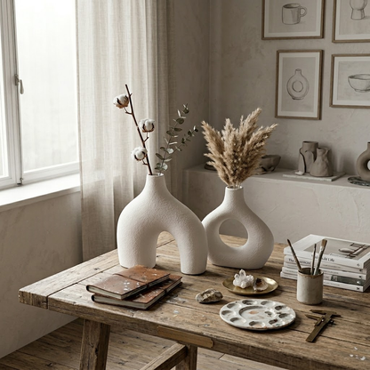 Modern Sculptural Interlocking Ceramic Vase Set
