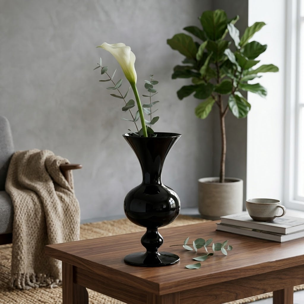 Vintage Noir Curvy Glass Vase