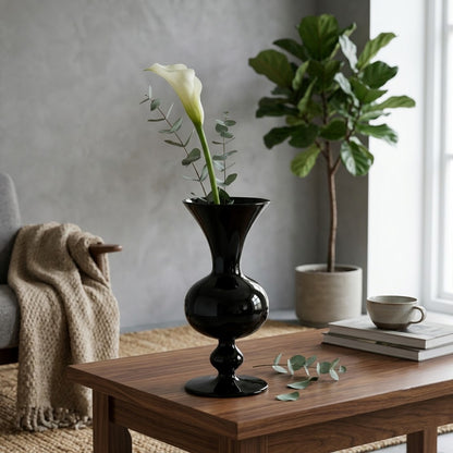 Vintage Noir Curvy Glass Vase